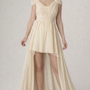 Elegant Cream High-Low Dress